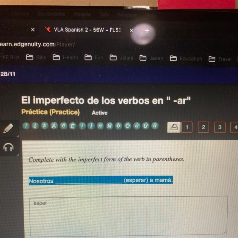 Complete with the imperfect form of the verb in parentheses. Nosotros (esperar) a-example-1