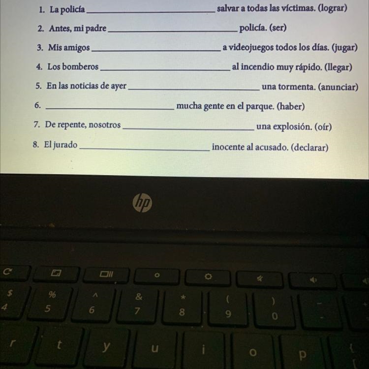 ¿Pretérito imperfecto? (you can just put the answers) Complete las siguientes oraciones-example-1