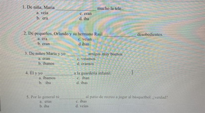 The Spanish Imperfect Tense: Irregular verbs-example-1