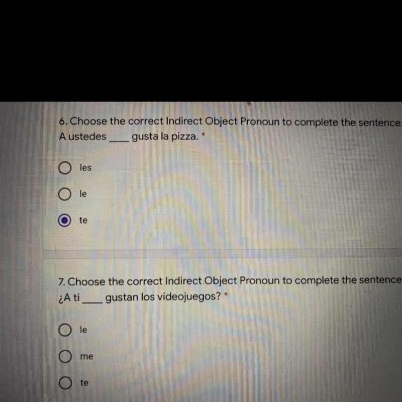 6. Choose the correct Indirect Object Pronoun to complete the sentence. A ustedes-example-1