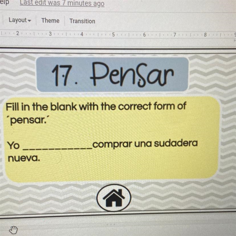 Fill in the blank with the correct form of 'pensar. _comprar una sudadera Yo nueva-example-1