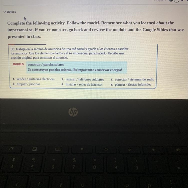 Ud. trabaja en la sección de anuncios de una red social y ayuda a los clientes a escribir-example-1