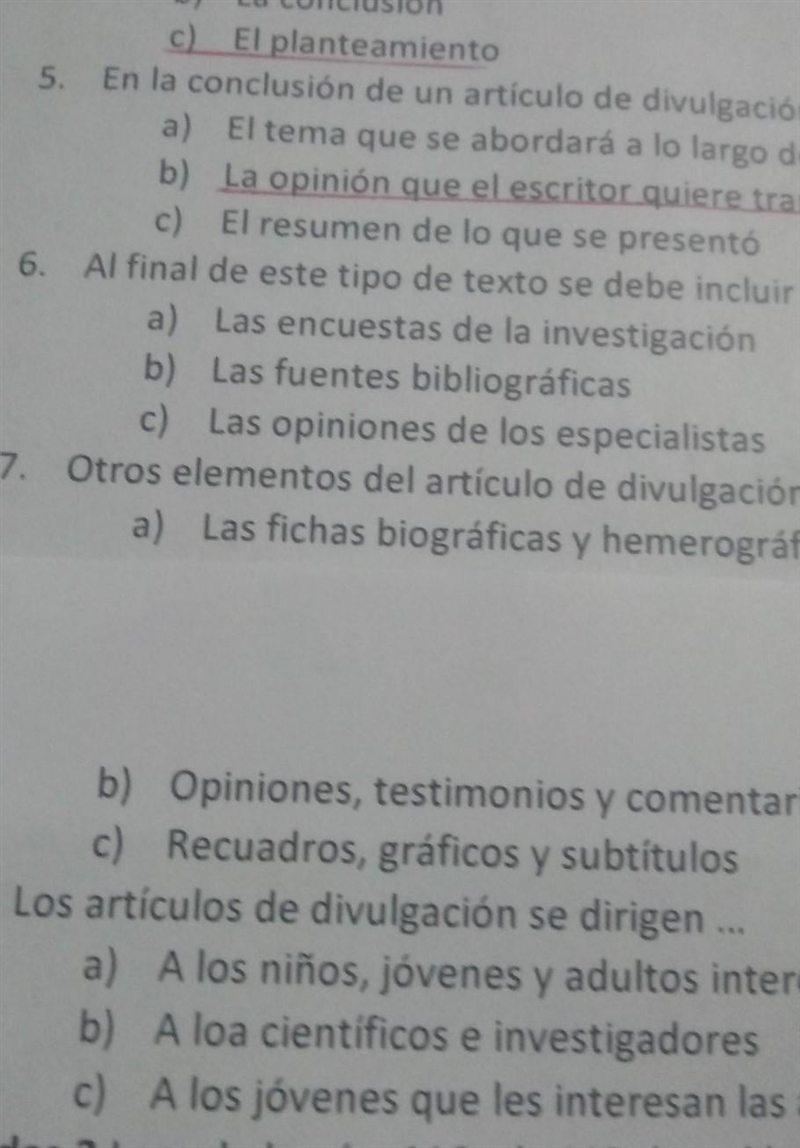 Subraya la opción que completa cada cada uno ecto sobre los artículos de divulgaci-example-1