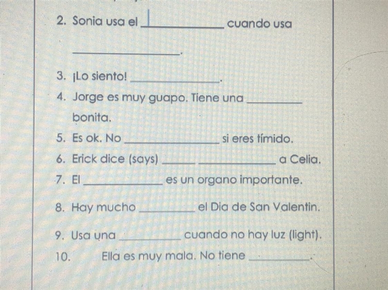 Fill out sentences 2-10-example-1