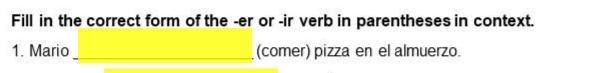 Fill in the blank of the -er or -ir verb-example-1