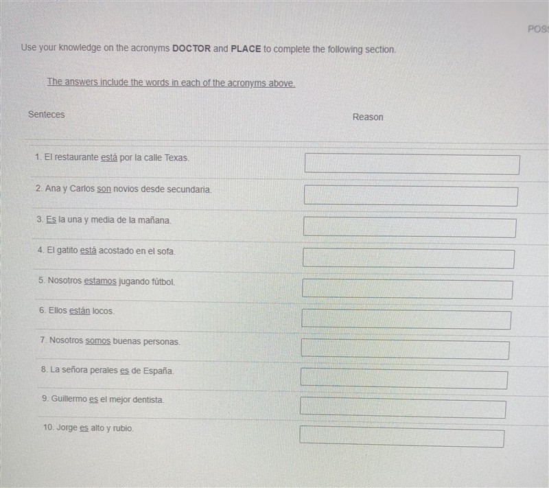 Fill in blanks with acronyms doctor and place-example-1