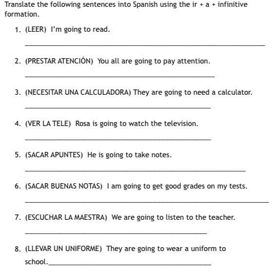 9. (DAR UN EXAMEN) Mr. Jones is going to give a test on Wednesday. _______________________________________________________________ _______________ 10.We-example-1