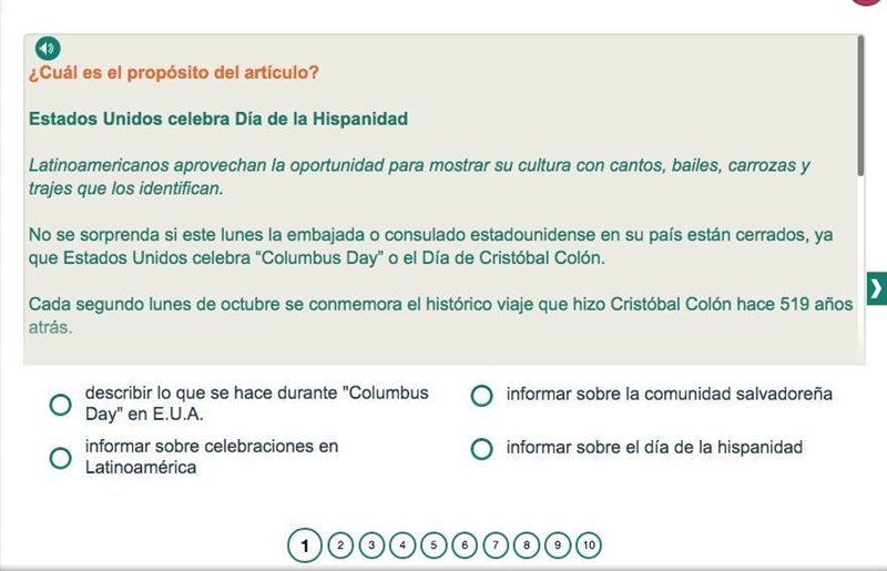 PLEASE HELP WITH SPANISH!! PT 1 Question that goes along with the reading, answer-example-1