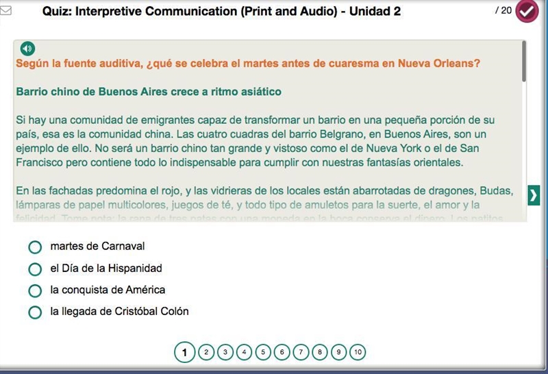 Please help! #1 spanish! questions go along with the reading, please help!!-example-1