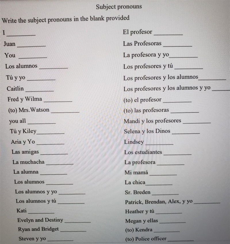 Help with pronoun sheet please​-example-1