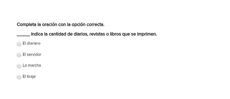 Completa la oración con la opción correcta. _____ indica la cantidad de diarios, revistas-example-1