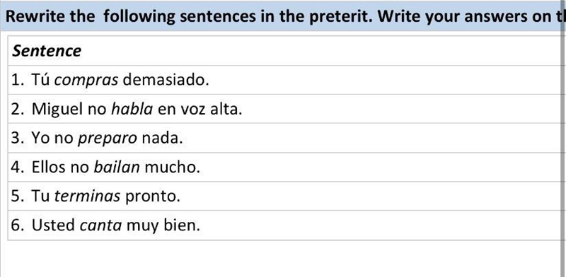 EASY rewrite sentence in the preterit-example-1