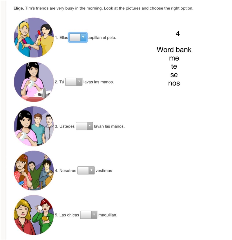 Spanish home work help 15 points Pls put it in order The first one is the one with-example-3