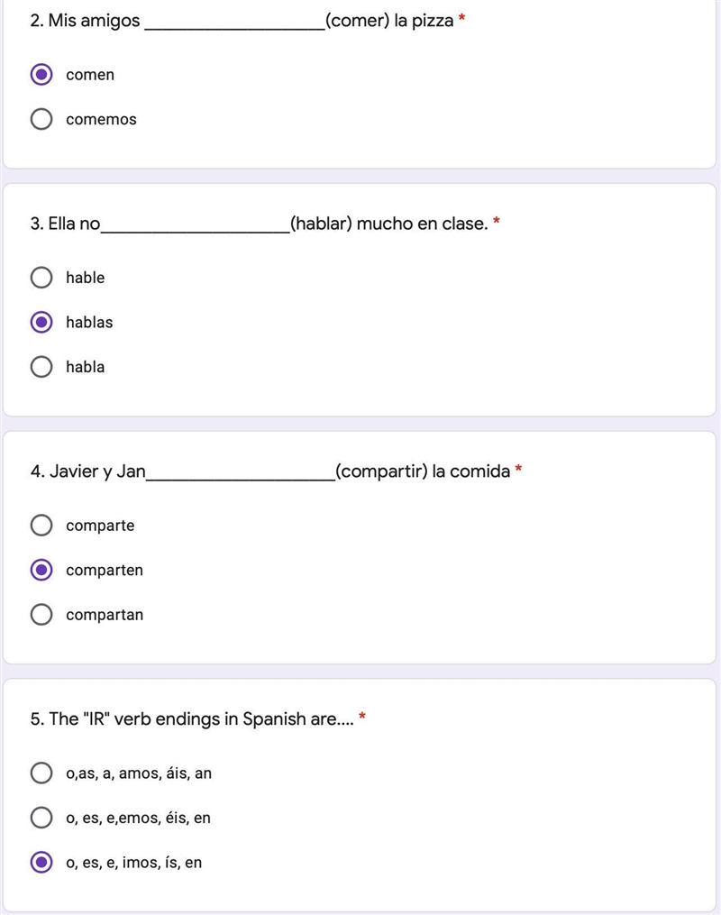 Conjugating spanish verbs!! Are these correct?-example-1