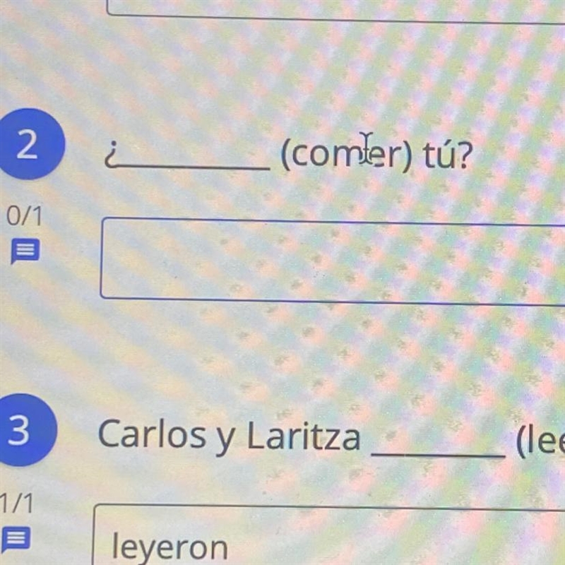 (comer) tu? Pls help me-example-1