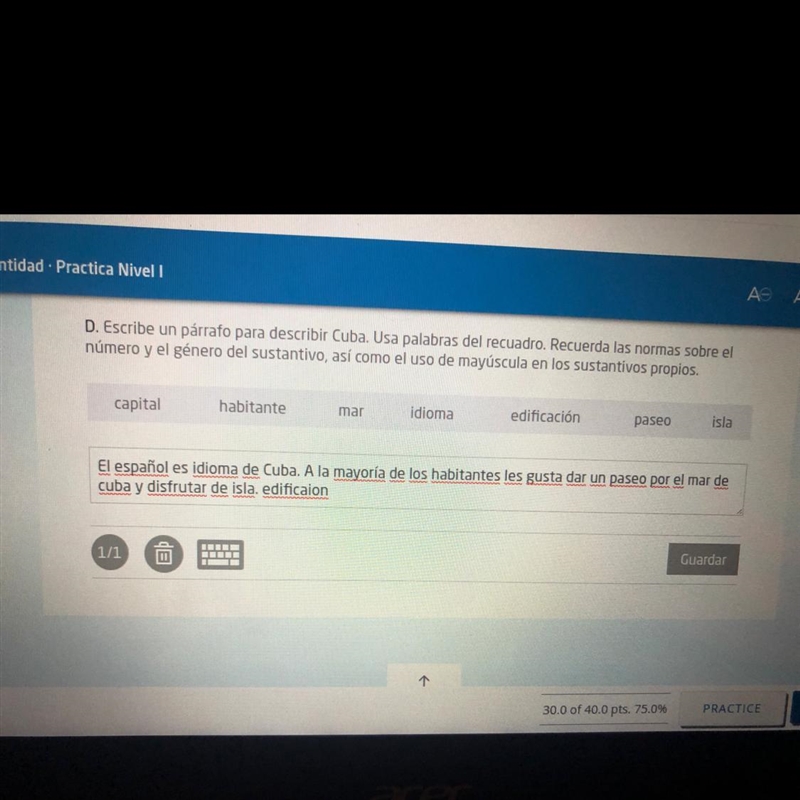 Please help I just need to use the words “edificación” and “capital”-example-1