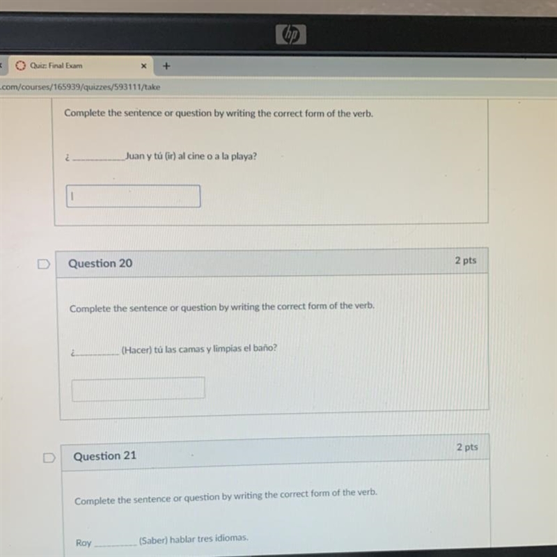 Complete the sentence or question by writing the correct form of the verb. Do all-example-1