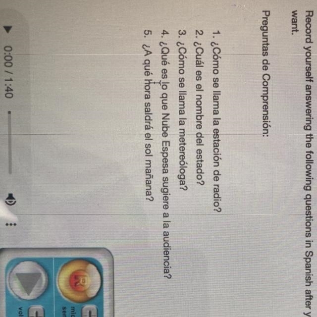 Want Preguntas de Comprensión: 1. ¿Cómo se llama la estación de radio? 2. ¿Cuál es-example-1