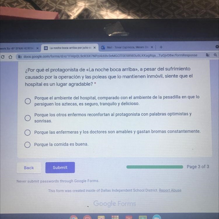 ¿Por qué el protagonista de «La noche boca arriba», a pesar del sufrimiento causado-example-1