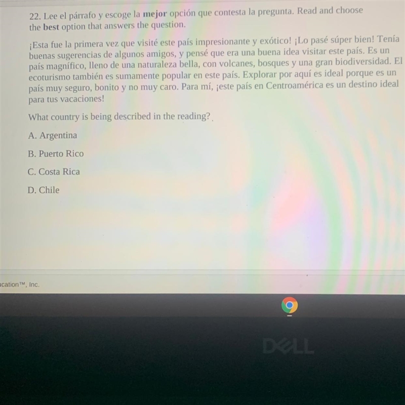 22. Lee el párrafo y escoge la mejor opción que contesta la pregunta, Read and choose-example-1