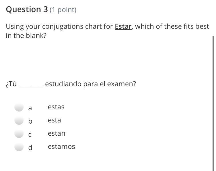 Fill in the blanks with the conjugations estar-example-2