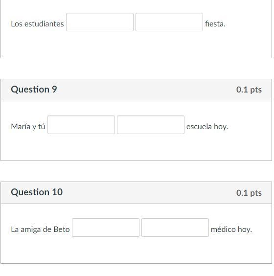 For the following practice, type in the correct form of IR in the first box and in-example-1