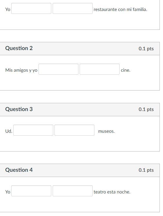 HURRY For the following practice, type in the correct form of IR in the first box-example-1