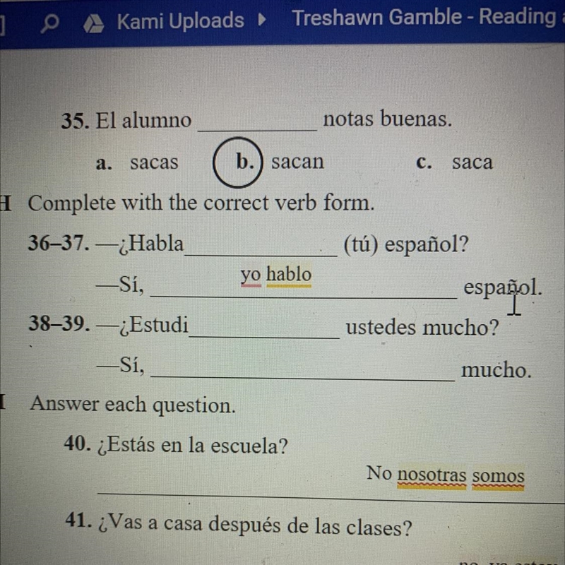 Help on 36-39 !!!! I wrote an answer down but it makes no sense. Please help!!!-example-1