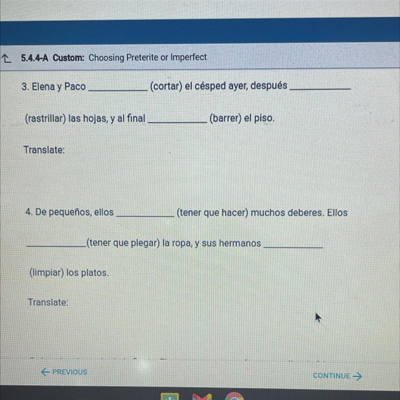 please help!!!!!!! Complete the following sentences with the appropriate preterite-example-1