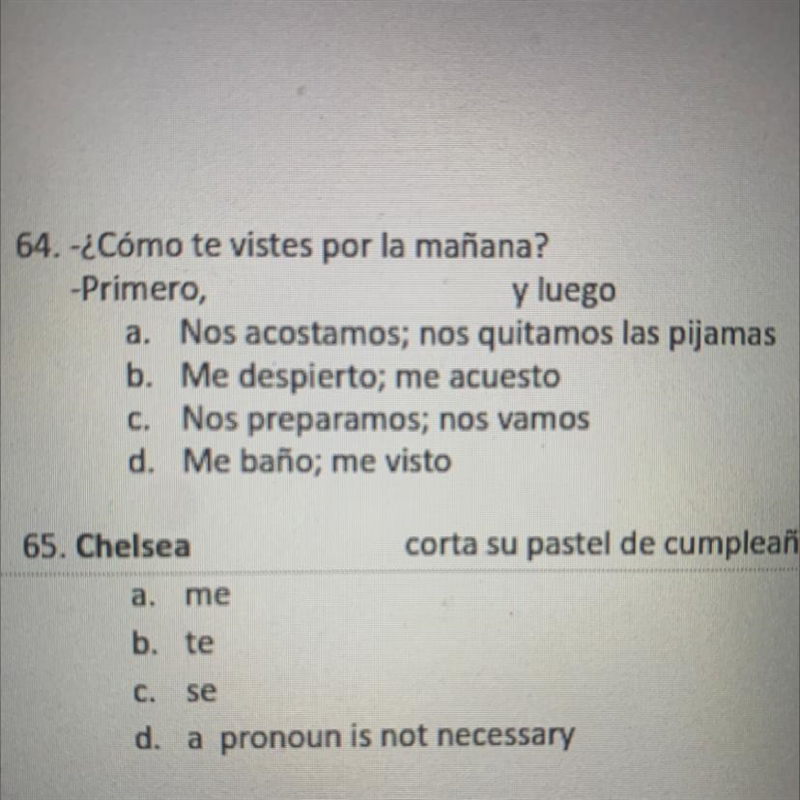 -¿Cómo te vistes por la mañana? -Primero, _______ y luego-example-1