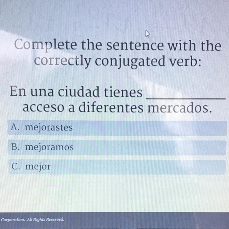 Complete the sentence with the correctly conjugated verb: En una ciudad tienes acceso-example-1