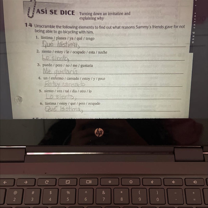 14 Unscramble the following elements to find out what reasons Sammy's friends gave-example-1