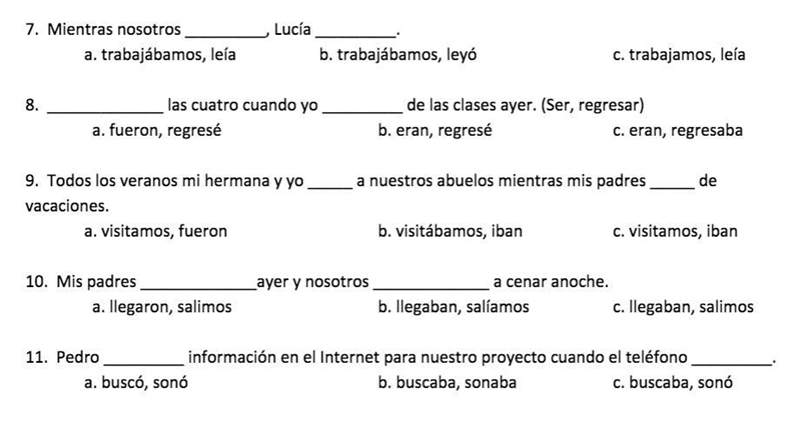 PLEASE HELP IF U KNOW SPANISH!! either imperfect or preterite form-example-1