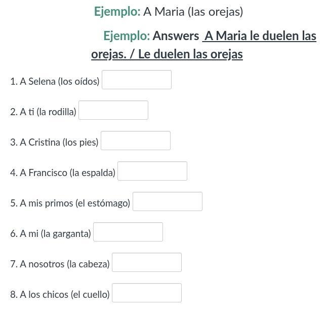 Complete the following sentences, using the correct form of the verb hurt/Completa-example-1