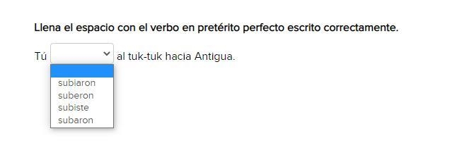 Llena el espacio con el verbo en pretérito perfecto escrito correctamente. Tú ___ al-example-1