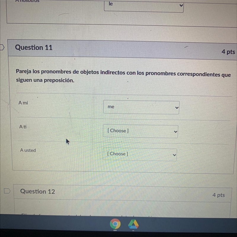 The options are Me Te Le Which one goes with which?-example-1