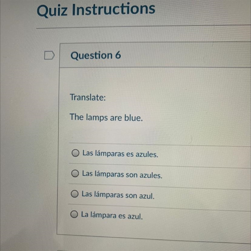 Translate: the lamps are blue-example-1