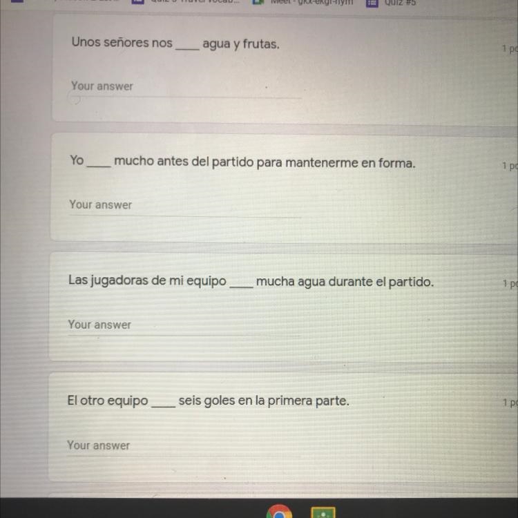 Put it in preterite using the verbs listed;Correr compatir meter perder beber escribir-example-1