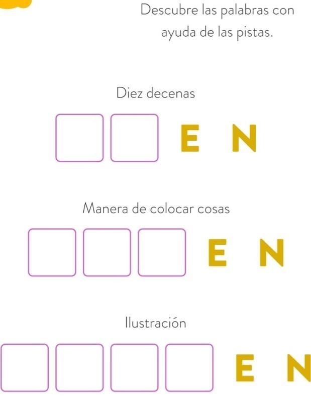 Ilustración palabra que termina e-n 10 decenas esa es 100 ​-example-1