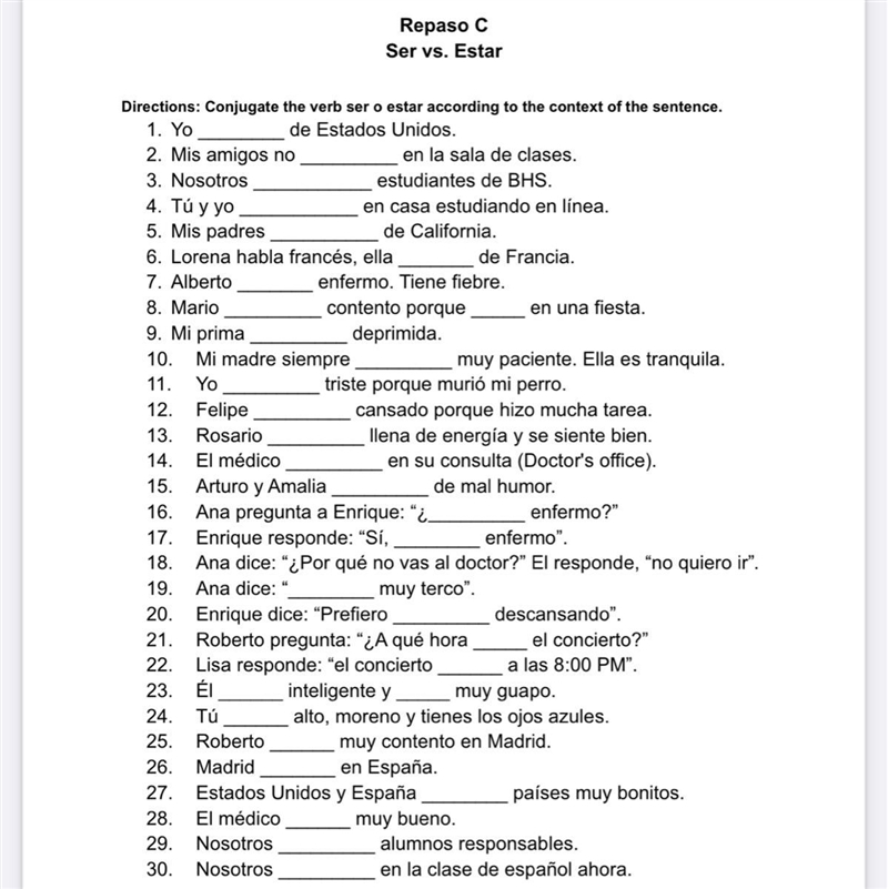 Repaso C Ser vs. estar-example-1