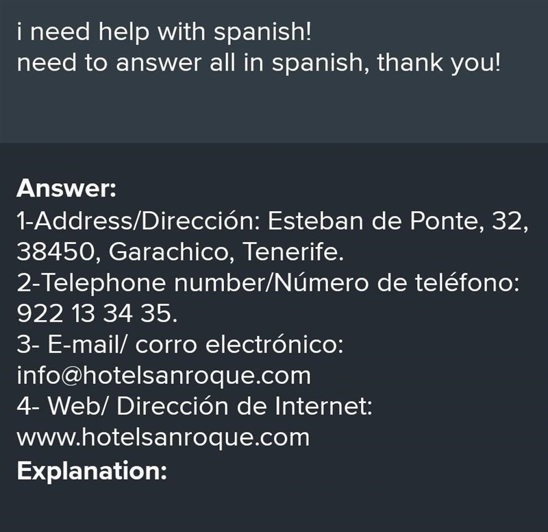 I need help with spanish! need to answer all in spanish, thank you!-example-1