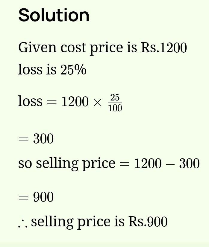 Find the selling £1 200 price at the cost price is and you make a profit of 25 \% ​-example-1