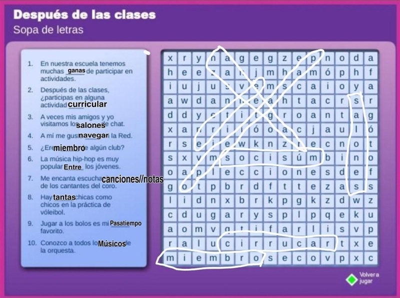 HELP HELP HELP!! This is my Spanish homework You have to fill in the blanks and find-example-1