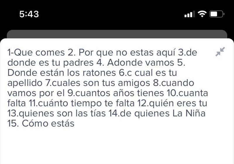 ITS SPANISH Write a question that contains each Spanish question word-example-1