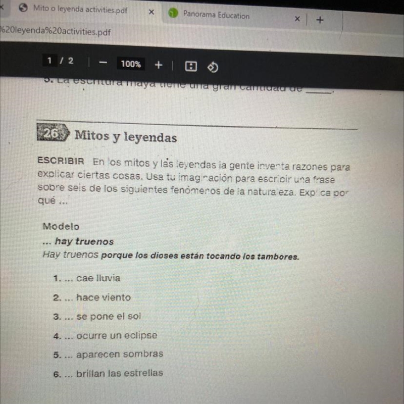 ESCRIBIR En os mitos y las leyendas la gente inventa razones para explicar ciertas-example-1