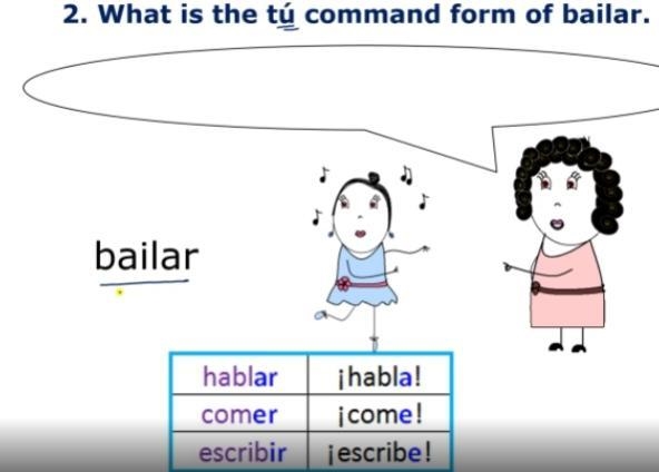 What is the tu command form of bailar? *Picture Below of the Problem*-example-1