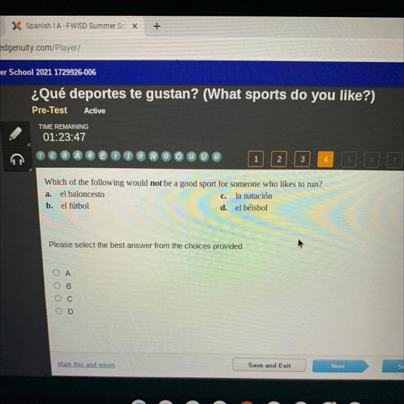 Which of the following would not be a good sport for someone who likes to run? a. el-example-1