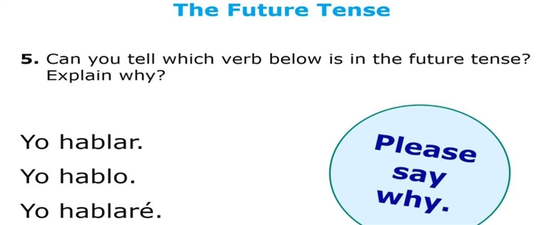 Can you tell which verb below is in the future tense? Explain why? Yo hablar Yo hablo-example-1