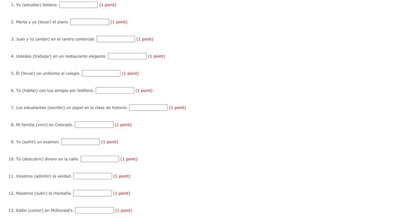 Pls send the answers soon this is PRESENT TENSE VERBS (REGULAR) AR ER IR-example-1