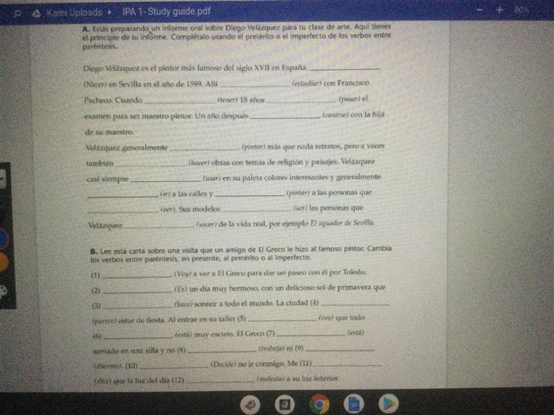 Conjugate in preterite or imperfect-example-1